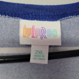 Lularoe Caroline Cardigan Sweater Open Front Blue Striped Womens 2XL Tags Casual
