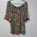 Lularoe Lily Top Shirt Stretch Smocked Sleeves Neckline Womens Plus 3XL Flowers