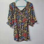 Lularoe Lily Top Shirt Stretch Smocked Sleeves Neckline Womens Plus 3XL Flowers