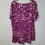 Lularoe Top Shirt Short Sleeved Purple Pink Geometric Leaves Womens 2XL Classic