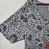 Lularoe Shirt Top Womens Plus 3XL Gray Stripes Flowers Roses Tunic Comfortable