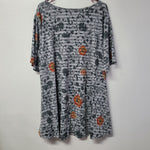 Lularoe Shirt Top Womens Plus 3XL Gray Stripes Flowers Roses Tunic Comfortable