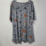 Lularoe Shirt Top Womens Plus 3XL Gray Stripes Flowers Roses Tunic Comfortable