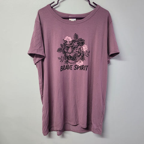 Lularoe Tee Shirt Top Tiger Roses Pink Womens Plus 3XL Basic Classic Casual