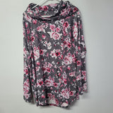 Lularoe Hoodie Shirt Long Sleeve Gray Roses Pink Ribbon Cancer Aware Womens 3XL