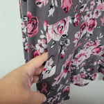 Lularoe Hoodie Shirt Long Sleeve Gray Roses Pink Ribbon Cancer Aware Womens 3XL