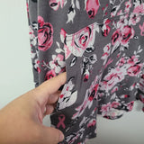 Lularoe Hoodie Shirt Long Sleeve Gray Roses Pink Ribbon Cancer Aware Womens 3XL