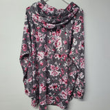 Lularoe Hoodie Shirt Long Sleeve Gray Roses Pink Ribbon Cancer Aware Womens 3XL