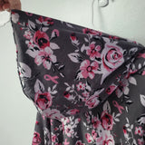Lularoe Hoodie Shirt Long Sleeve Gray Roses Pink Ribbon Cancer Aware Womens 3XL