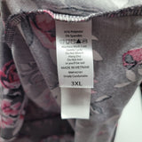 Lularoe Hoodie Shirt Long Sleeve Gray Roses Pink Ribbon Cancer Aware Womens 3XL