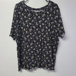 Lularoe Kelly Shirt Top Floral Black Womens Plus Size 3XL Short Sleeve Summer