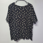 Lularoe Kelly Shirt Top Floral Black Womens Plus Size 3XL Short Sleeve Summer