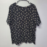 Lularoe Kelly Shirt Top Floral Black Womens Plus Size 3XL Short Sleeve Summer