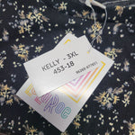 Lularoe Kelly Shirt Top Floral Black Womens Plus Size 3XL Short Sleeve Summer