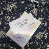 Lularoe Kelly Shirt Top Floral Black Womens Plus Size 3XL Short Sleeve Summer