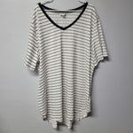 Lularoe Shirt Tunic Black White Striped Short Sleeve Womens 3XL Plus V Neck