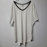 Lularoe Shirt Tunic Black White Striped Short Sleeve Womens 3XL Plus V Neck