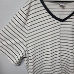 Lularoe Shirt Tunic Black White Striped Short Sleeve Womens 3XL Plus V Neck
