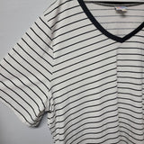 Lularoe Shirt Tunic Black White Striped Short Sleeve Womens 3XL Plus V Neck