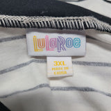 Lularoe Shirt Tunic Black White Striped Short Sleeve Womens 3XL Plus V Neck