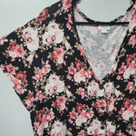 Lularoe Dress Button Down Floral Pink Wimens Plus 3XL Mid Summer V Neck