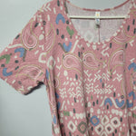 Lularoe Shirt Top Tunic Paisley Pink Womens Plus 2XL Stretchy Short Sleeve