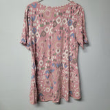 Lularoe Shirt Top Tunic Paisley Pink Womens Plus 2XL Stretchy Short Sleeve