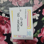 Lularoe Morgan Shirt Top Short Sleeve Red Pink Flowers Floral Womems 2XL
