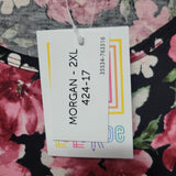 Lularoe Morgan Shirt Top Short Sleeve Red Pink Flowers Floral Womems 2XL