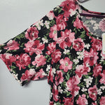 Lularoe Morgan Shirt Top Short Sleeve Red Pink Flowers Floral Womems 2XL