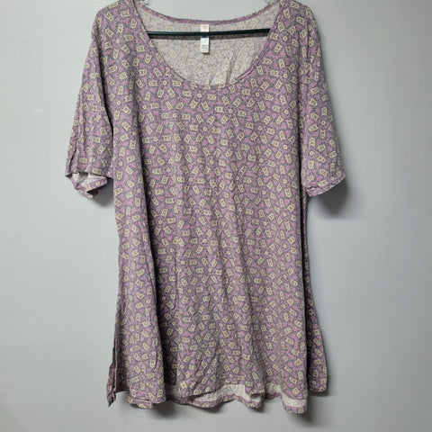 Lularoe Shirt Top Tunic Pink Star Pattern Womens 3XL Plus Casual Comfortable