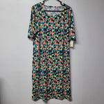 Lularoe Julia Dress Geometric Short Sleeve Womens 3XL Plus Size Soft Long Maxi