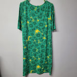 Lularoe Julia Dress Green Daisy Short Sleeve Womens 3XL Plus Size Soft Long Maxi