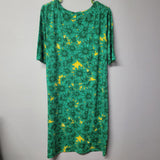 Lularoe Julia Dress Green Daisy Short Sleeve Womens 3XL Plus Size Soft Long Maxi
