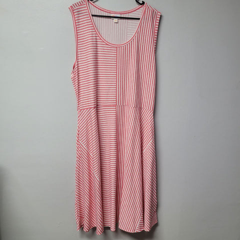 Lularoe Dress Sleeveless Striped Pink Womens 3XL Long Summer Plus Size Pockets
