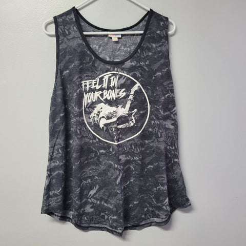 Lularoe Tank Top Rock Roll Guitar Gray Womens Plus 3XL Feel it in Your Bones