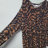 Lularoe Dress Long Sleeve Pockets Animal Print Crew Neck Womens 3XL Plus Brown