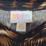 Lularoe Dress Long Sleeve Pockets Animal Print Crew Neck Womens 3XL Plus Brown