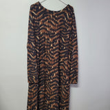 Lularoe Dress Long Sleeve Pockets Animal Print Crew Neck Womens 3XL Plus Brown