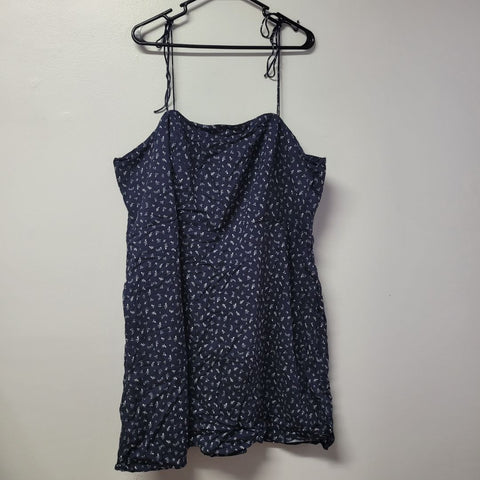 Old Navy Spaghetti Strap Tie Dress Blue Floral Womens 3X Plus Short Adjustable