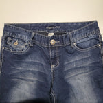 Maurices Jeans Blue Denim Skinny Ankle Sequins Embroidered Pockets Womens L Reg