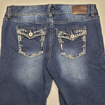 Maurices Jeans Blue Denim Skinny Ankle Sequins Embroidered Pockets Womens L Reg