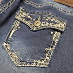 Maurices Jeans Blue Denim Skinny Ankle Sequins Embroidered Pockets Womens L Reg