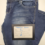 Maurices Jeans Blue Denim Skinny Ankle Sequins Embroidered Pockets Womens L Reg