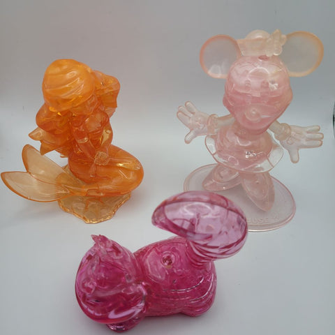 Disney Crystal Puzzles 3D Stacking Completed Lot of 3 Glued Figures Cheshire Cat