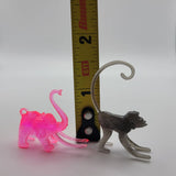 Vintage Cocktail Hanger Marker Zoo Animals 1960s Neon Pink Elephant Monkeys Mix