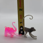 Vintage Cocktail Hanger Marker Zoo Animals 1960s Neon Pink Elephant Monkeys Mix