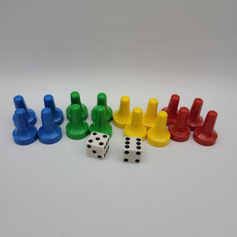 Parcheesi Replacement Tokens 1989 Plastic Pieces Small Dice Colors Game