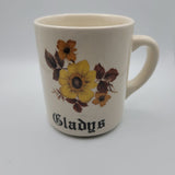 Gladys Mug England Cup Floral Brown MCM Mid Century Modern Tea Coffee Grannycore