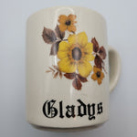 Gladys Mug England Cup Floral Brown MCM Mid Century Modern Tea Coffee Grannycore